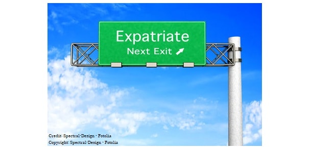 3D rendered Illustration. Highway Sign next exit to expatriation.