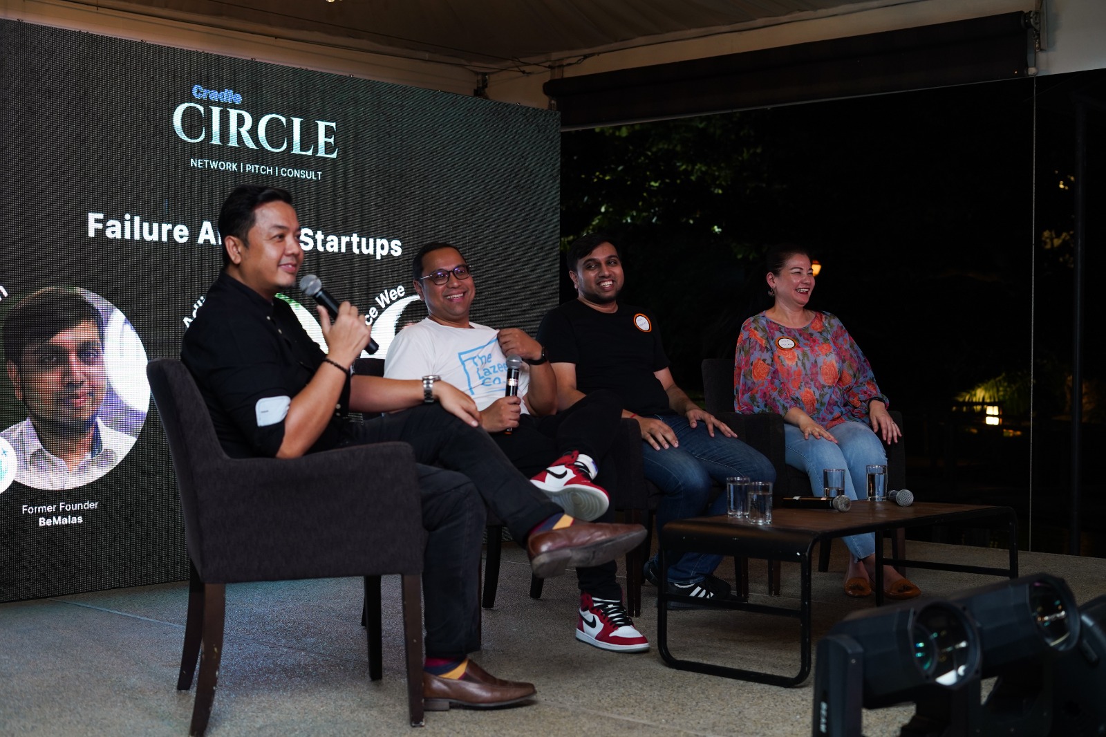 From left Eizzar Supiar, AVP - Evaluation, Cradle_ Adlin Yusman, Co-Founder of BeMalas_ Suthenesh Sugumaran, Co-Founder of BeMalas_ and Joyce Wee, Former Executive Director of Etalage