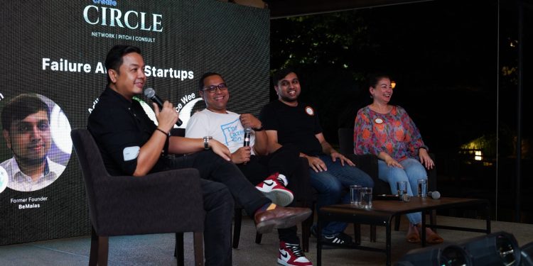 From left Eizzar Supiar, AVP - Evaluation, Cradle_ Adlin Yusman, Co-Founder of BeMalas_ Suthenesh Sugumaran, Co-Founder of BeMalas_ and Joyce Wee, Former Executive Director of Etalage
